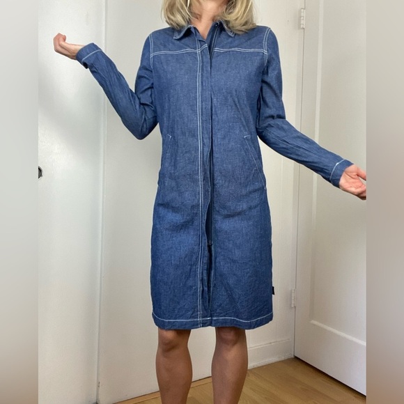 STUSSY Denim Long Sleeve Zip Front Dress size Medium - Picture 1 of 10